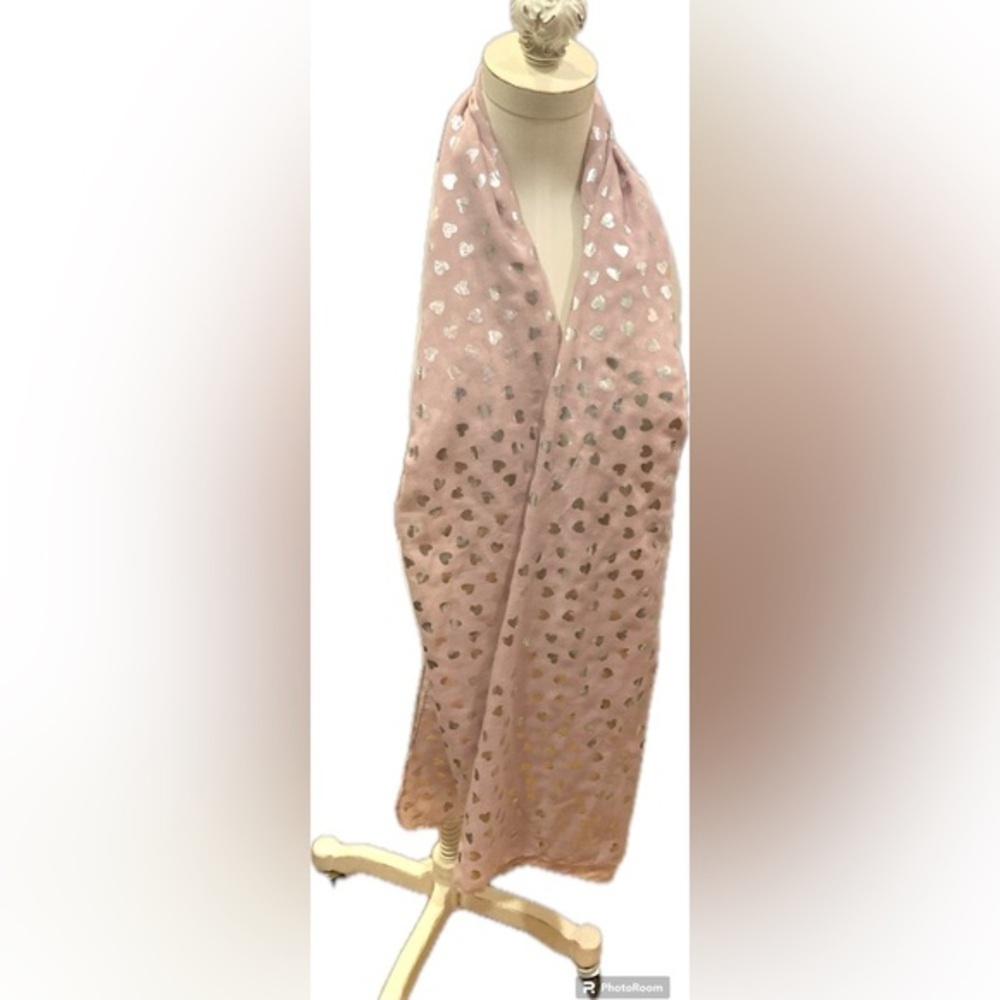 Pier 1 Pink Scarf with Silver Hearts - NWOT